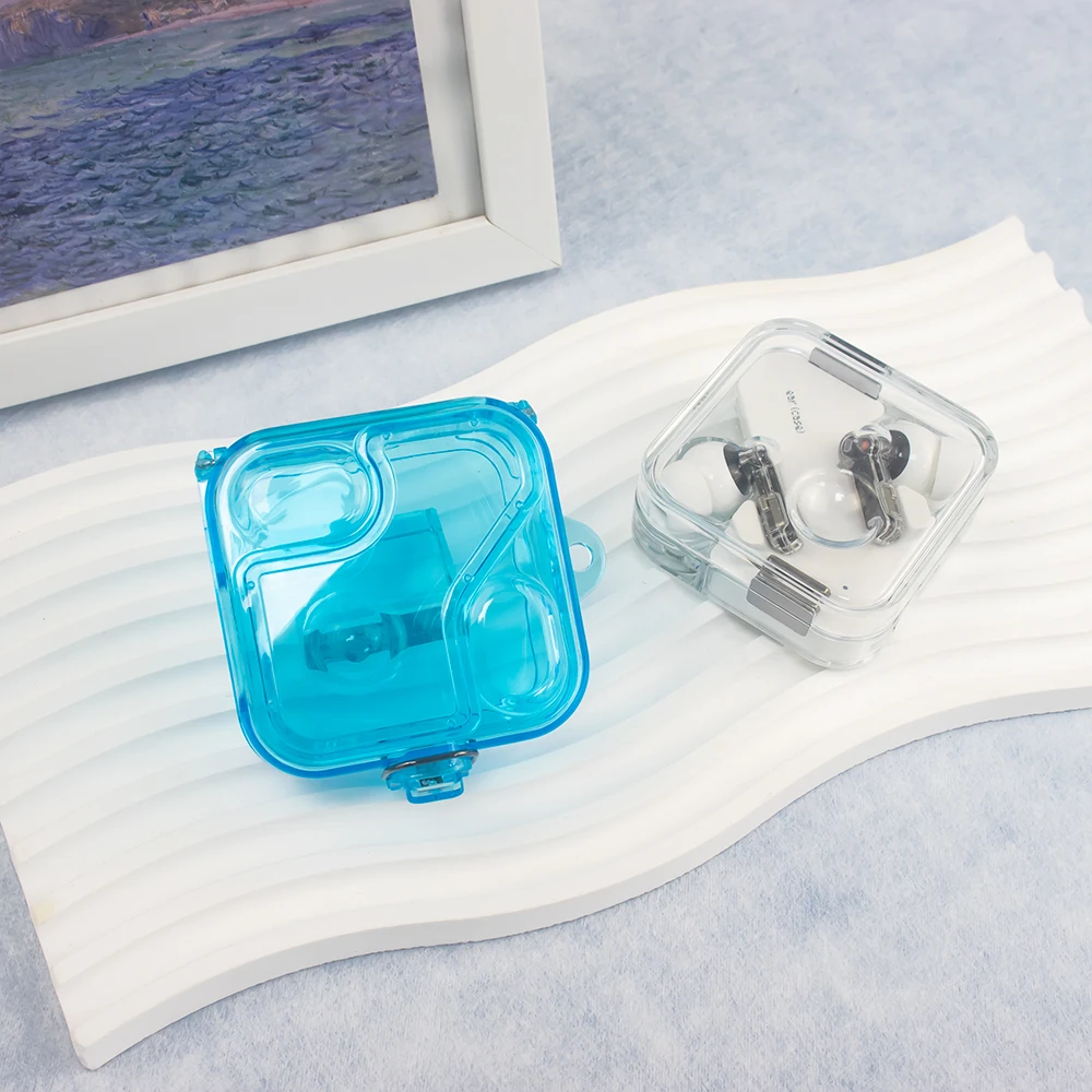 Custodia per cuffie per PC Custodia trasparente per cuffie color caramello con gancio per cordino On-off Snap Protezione anticaduta per niente orecchio 2