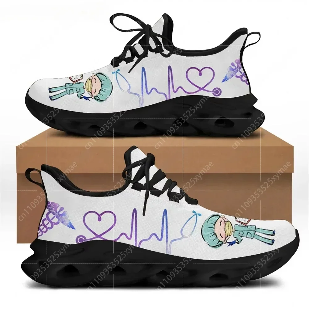 Women White Nursing Shoes Cute Cartoon Nurse Doctor Healthcare Brand Design Ladies Mesh Flats Sneakers Zapatillas view 2
