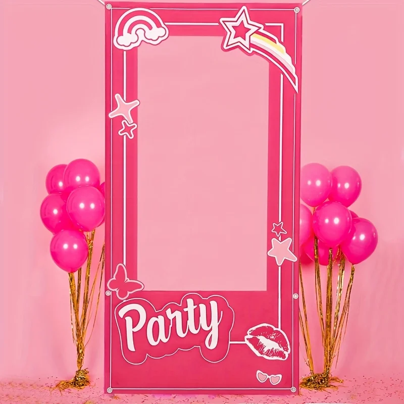 1, rosa Party-Fotohintergrund, Foto-Requisiten für Geburtstagsfeiern, Fotolayout-Fotorahmen-Hintergrund für Geburtstagsfeiern