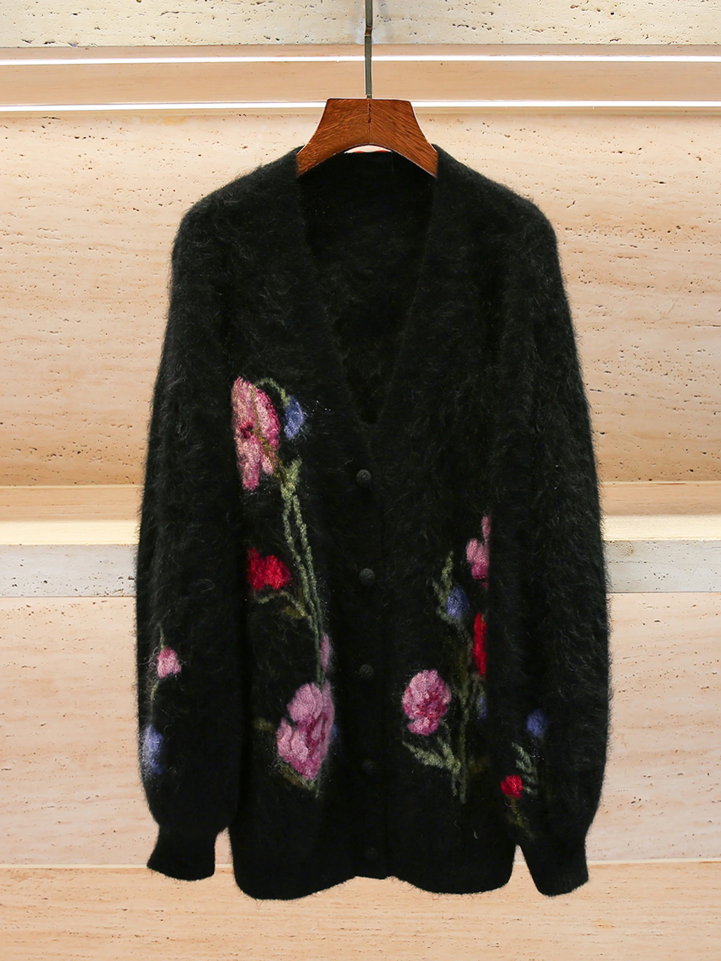 

Высококачественный женский вязаный кардиган с v-образным вырезом, свитер, верхняя одежда, Camere с вышивкой, осень-зима, модные поездки на работу, стандартный крой