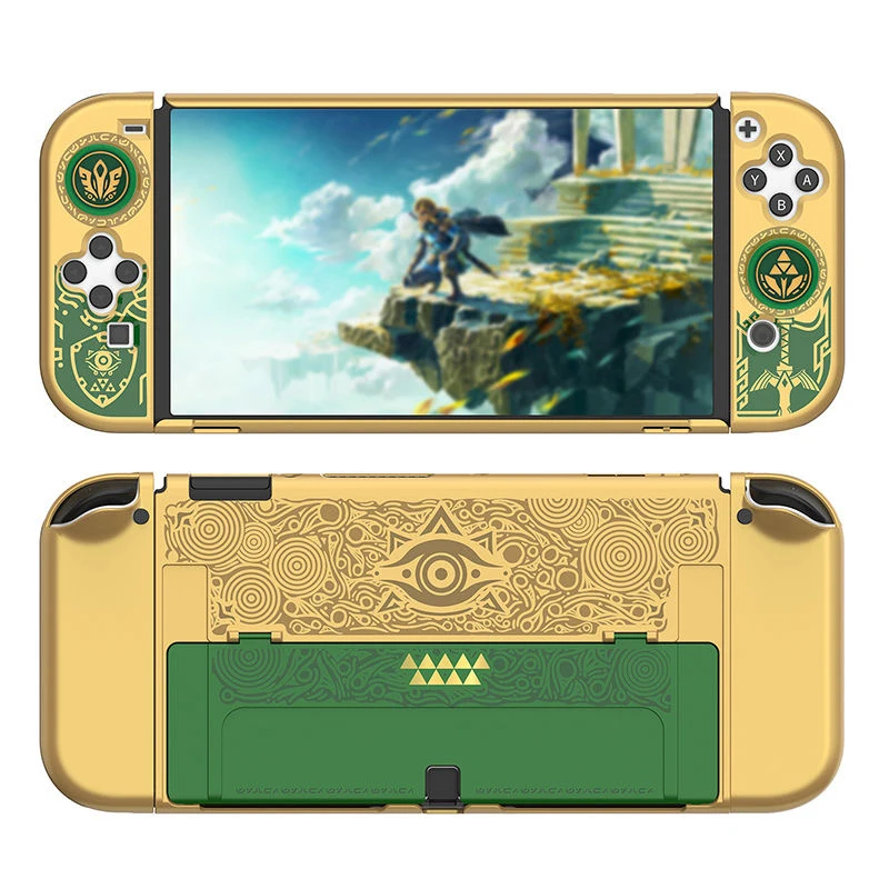 

Golden Green Protective Case For Nintendo Switch OLED Game Console Dockable Case Joy-Con Shock-Absorption and Anti-Scratch Cover