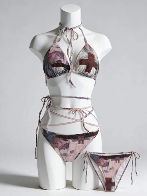 

2026 Fashion Pool Party Bikini Set For Ladies Swimwear High Stretch Soft Fabric Beach Outfit Summer Vacation Trendy New Style