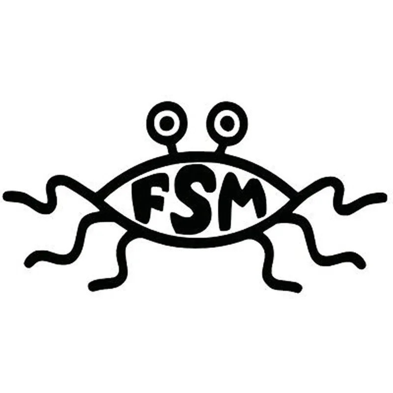 Pegatina de coche divertida FSM Flying Spaghetti Monster, parachoques de motocicleta, decoración del cuerpo, pegatina impermeable, protector solar, 15cm