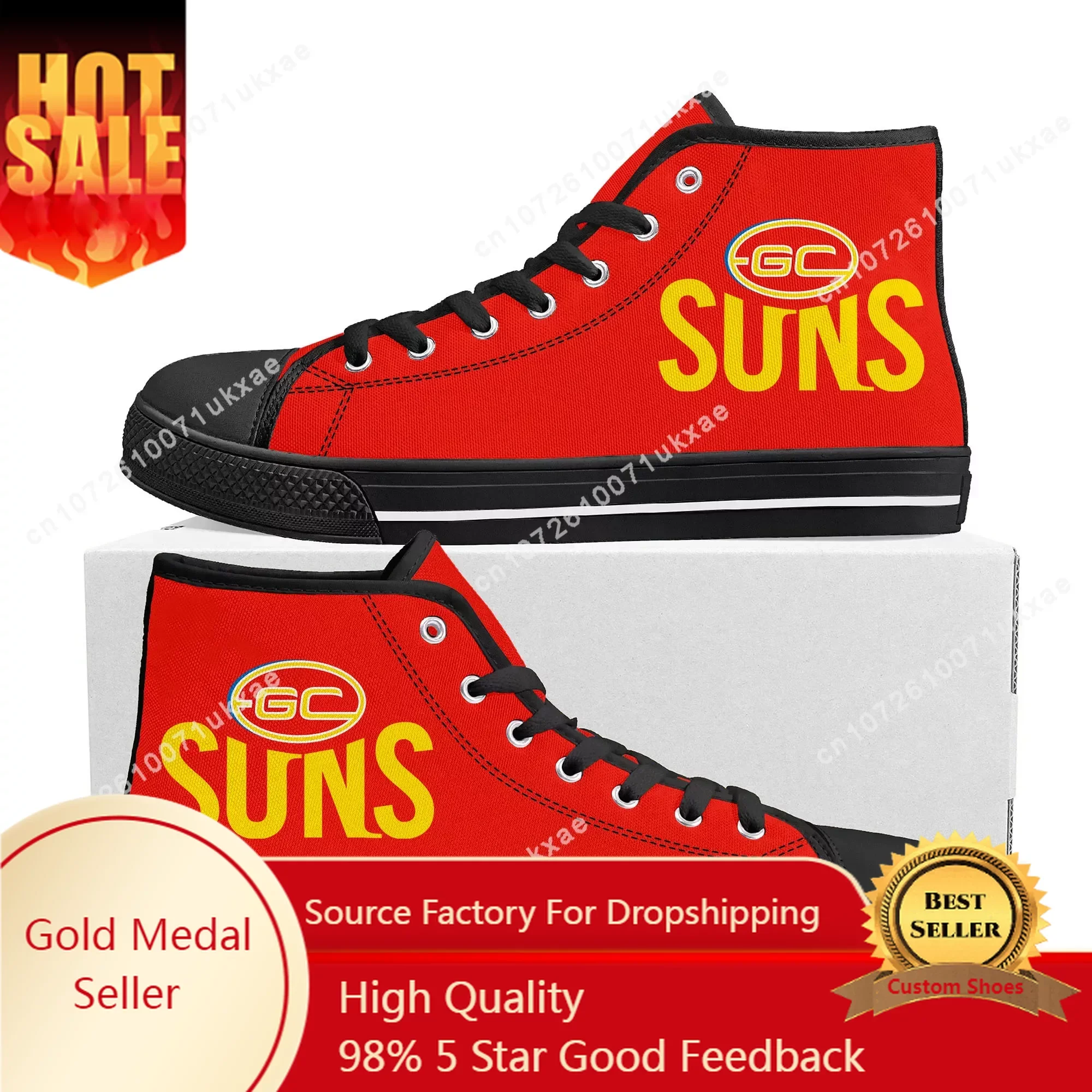 

Gold Coast Australian Football High Top Sneakers Mens Womens Teenager High Quality Canvas Sneaker Casual Shoe Customize Shoes