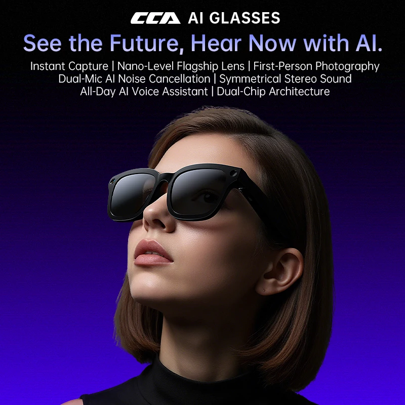 

CCA AI Smart Glasses with Camera Sunglasses 100W Camera Video Recorder Wireless Bluetooth Call for Man Women