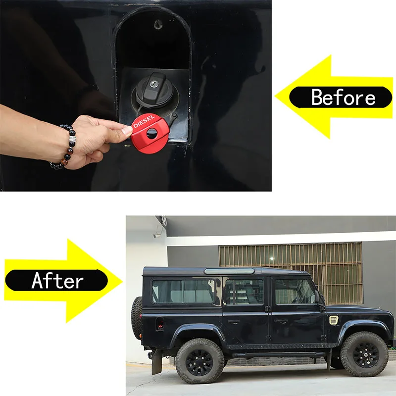 For Land Rover Defender 90 110  2004-2018 Aluminum Alloy Red Car Styling Car Fuel Cap Sticker Car Exterior Accessories