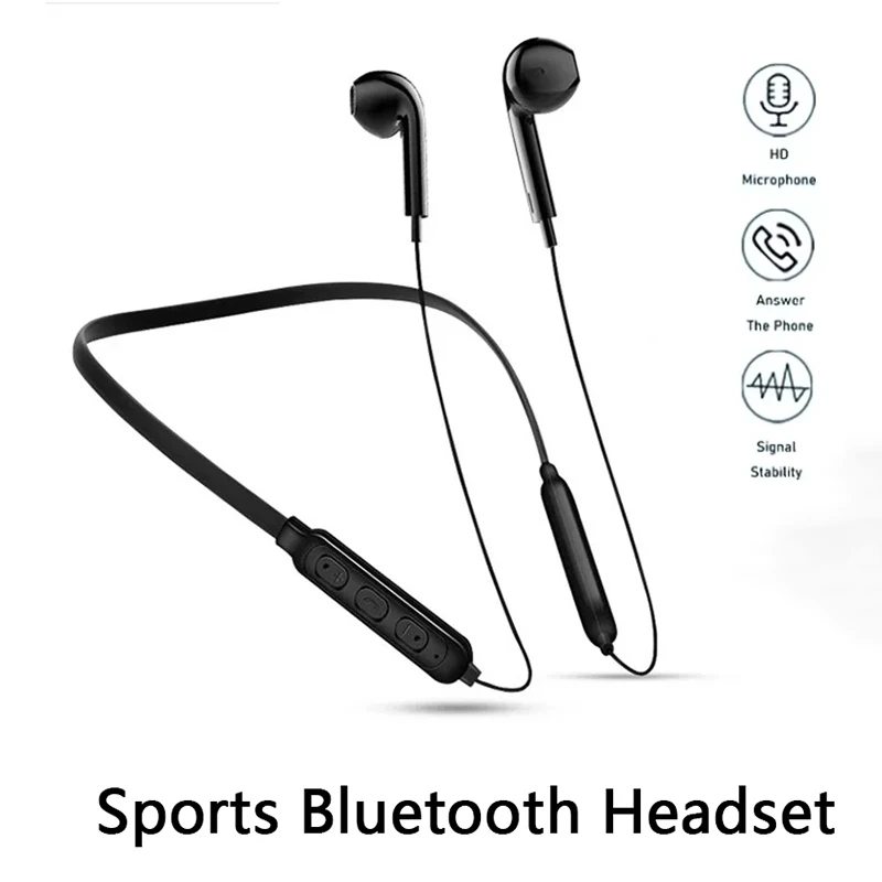 Wireless Earphone Bluetooth 5.1 Neck Hanging 9D Stereo Noise Reduction Universal Sports Headset HD Microphone For iPhone Samsung
