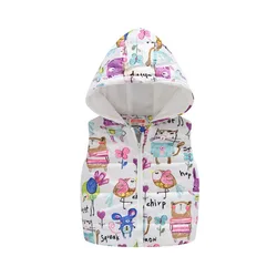 Winter casual add velvet warm jacket vest boys girls sweet cartoon printing hooded 0-5 year old bebe fashion children's clothing