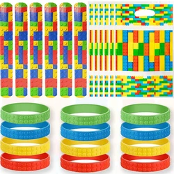 Building Blocks for Party Favors, Set Slap Bracelets for Kid,Silicone Bracelet,Gift Bags for Block, Gift for Kids Party Supplies