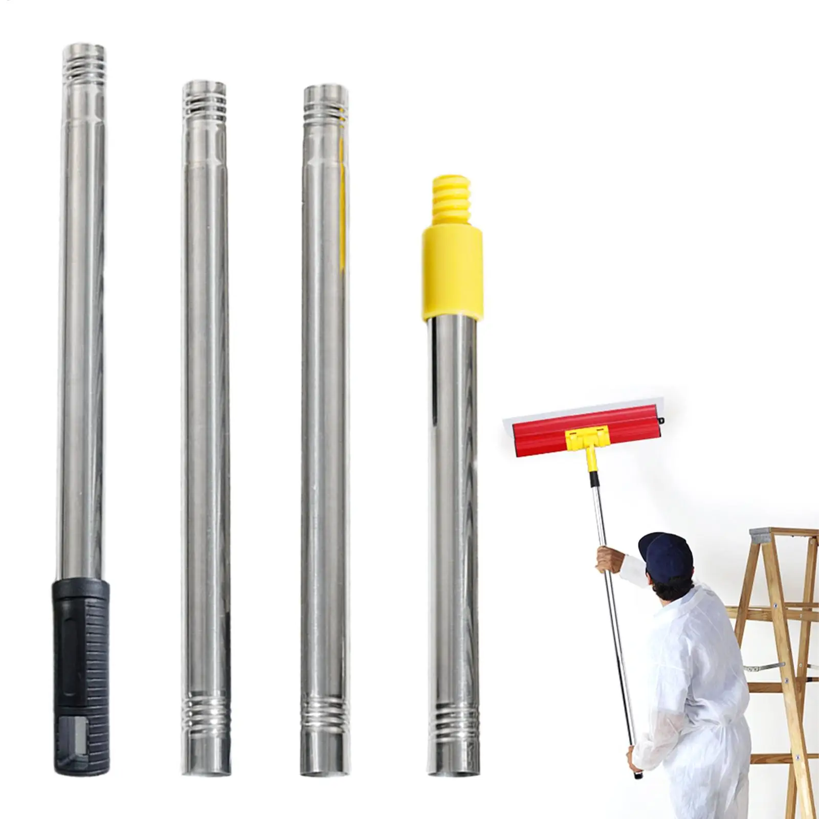 

Telescoping Pole Heavy Duty High Reach Extension Window Cleaning Pole Anti-Slip Stainless Steel Rod With High Load Capacity For