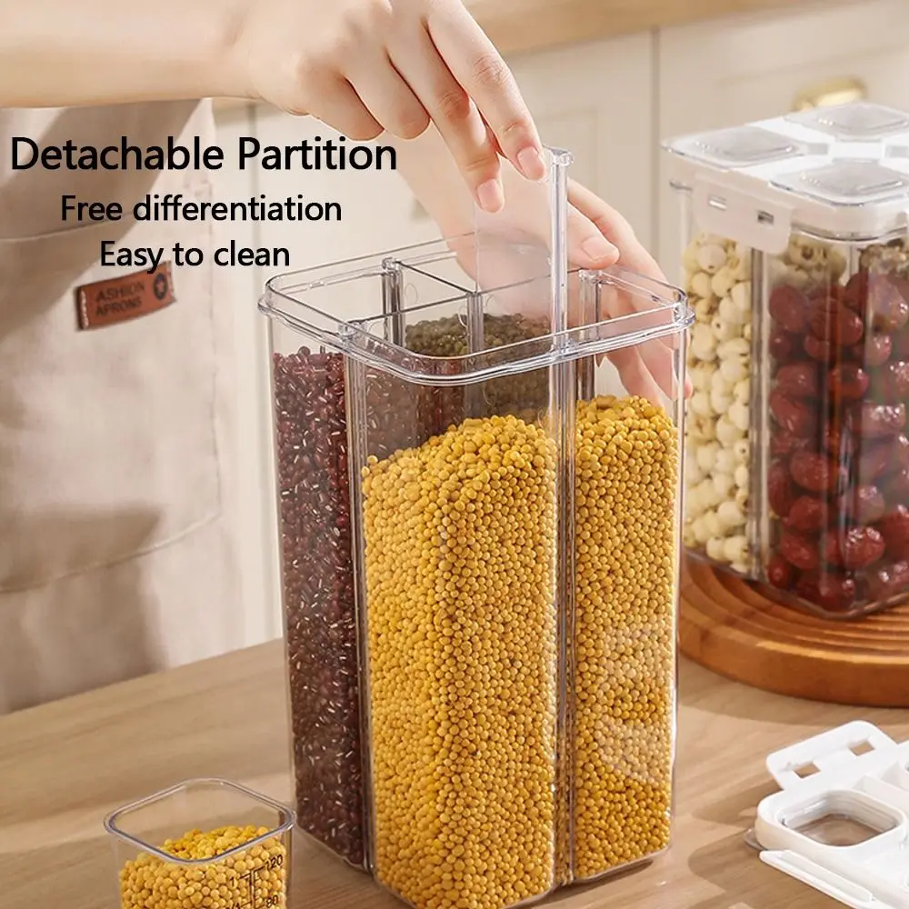 Durable Airtight Cereal Storage Container Transparent Large Capacity Storage Box Moisture-proof Portable Dispenser Household