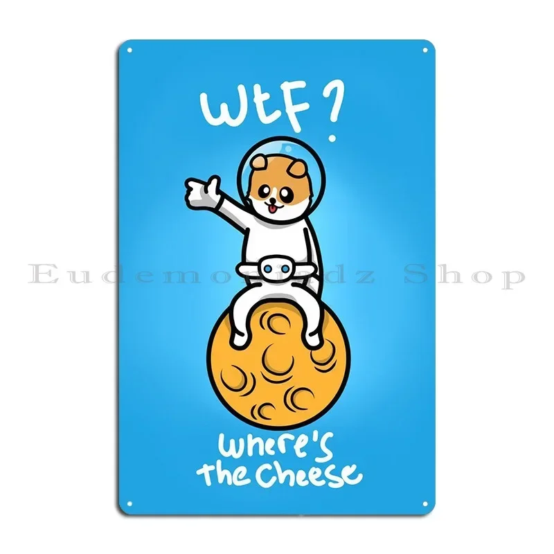 Dog Astronaut Kawai Metal Sign Personalized Cinema Bar Club Print Tin Sign Poster