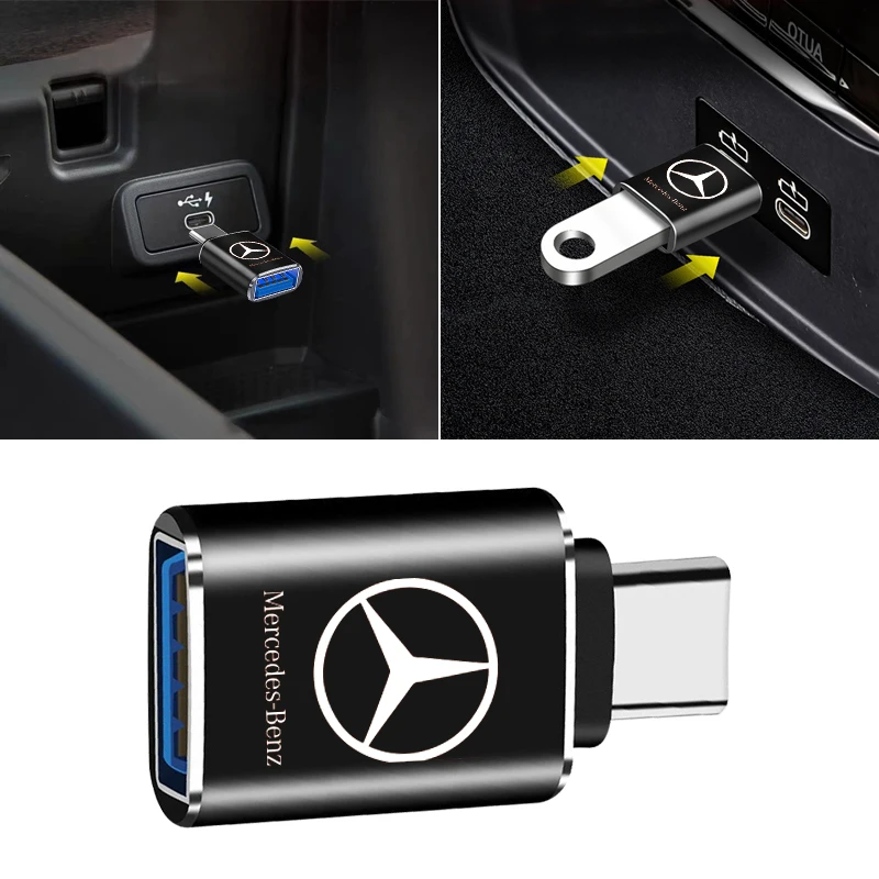 【セール中】車用USB Type-Cケーブルコンバーター充電アダプター、メルセデスベンツW203 W204 W205 AMG新型A/B/C/E/SクラスC200L用カーアクセサリー
