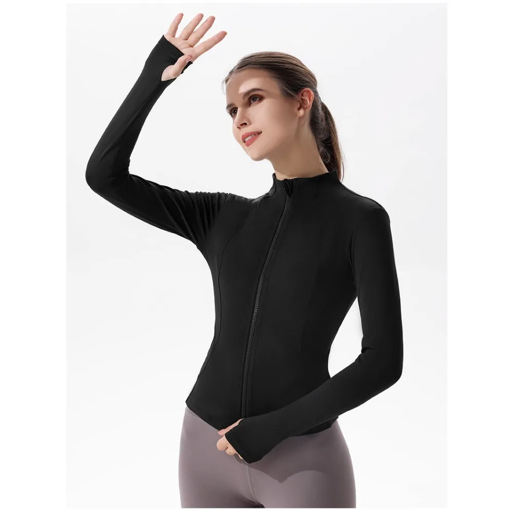 

Fitness Workout Running Zipper Stretchy Compression Casual Long Sleeve Yoga Jacket Weight Loss