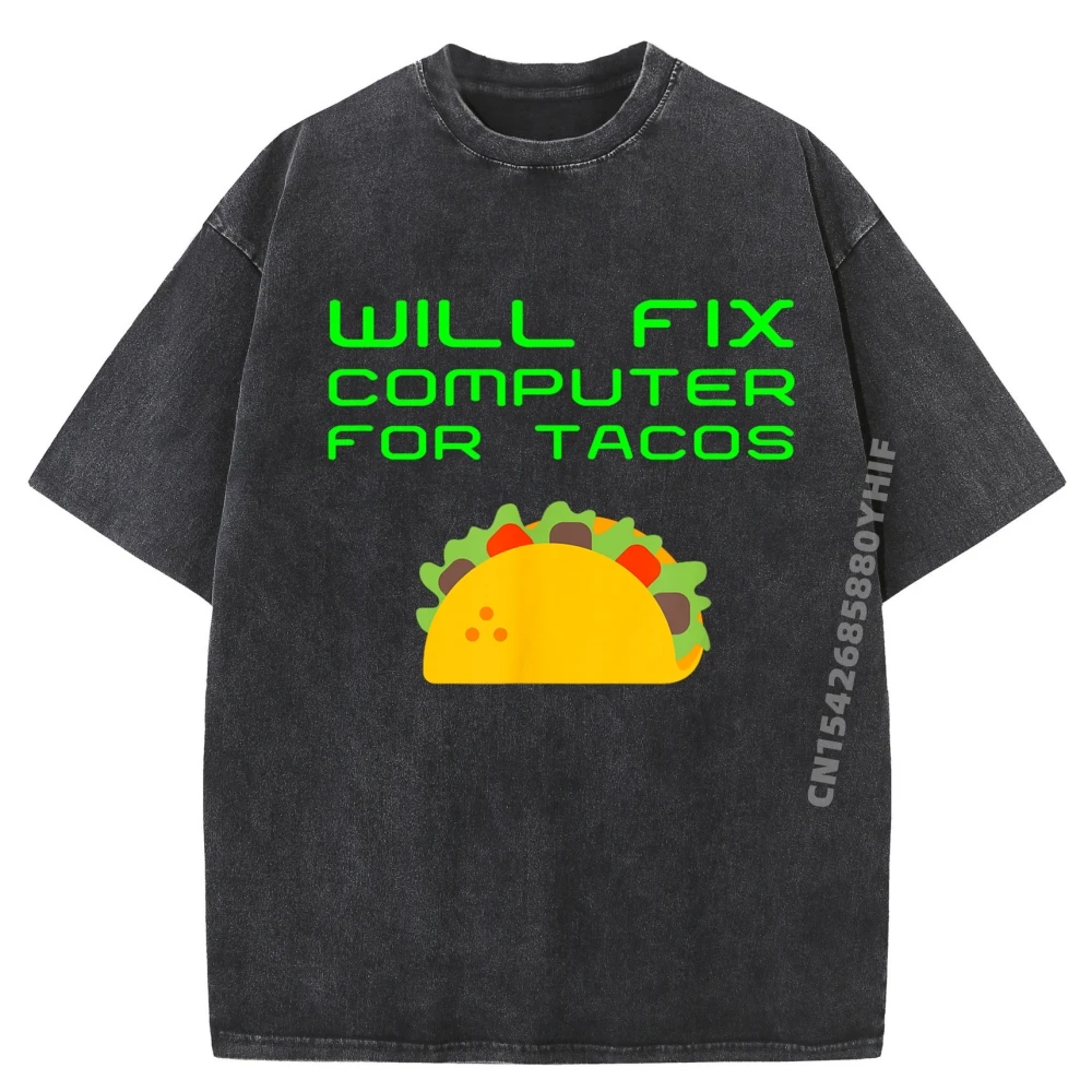 

Управить компьютер для Tacos Tech Support, ремонт ноутбука, простая рубашка, футболка с принтом, мужская мягкая стираная одежда