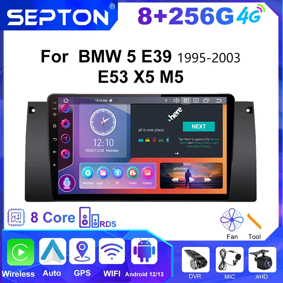 

SEPTON Android Car Radio Stereo for BMW 5 E39 1995-2003 E53 X5 M5 Multimedia Video Player Navigation GPS CarPlay Autoradio 2Din