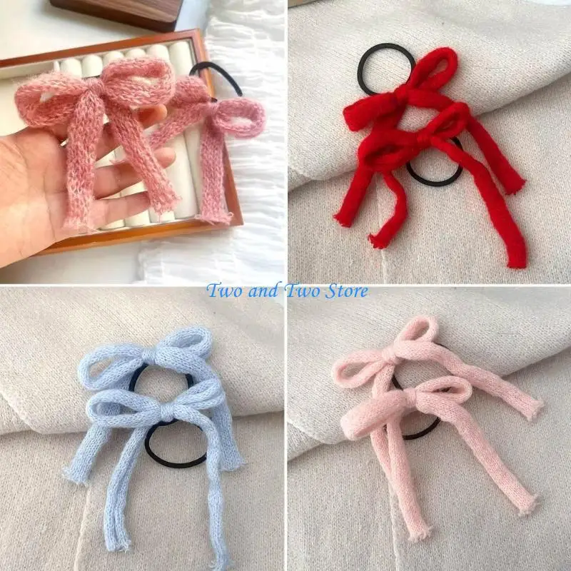 

HX6F 2 Pcs Fashion Hair Ties Knotted Bowknot Ponytail Holder Hair Accessories
