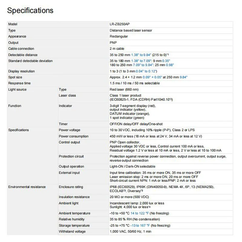 LR-ZB250AP KEYENCE Built-in CMOS laser sensor, in stock, welcome to consult.