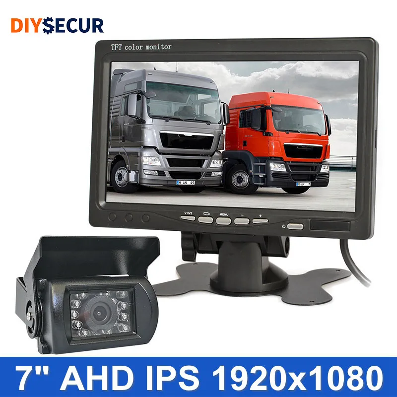 DIYSECUR 7inch AHD IPS Rear View Car Monitor 1080P HD Waterproof IR Night Vision Camera for Bus Houseboat Truck