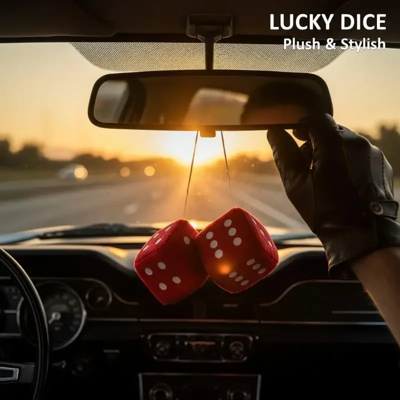 Car Rear View Mirror Dice Hanger Pendant Auto Plush Dice Ornaments Suction Cup Dice Decoration Key Chains For Car Interior