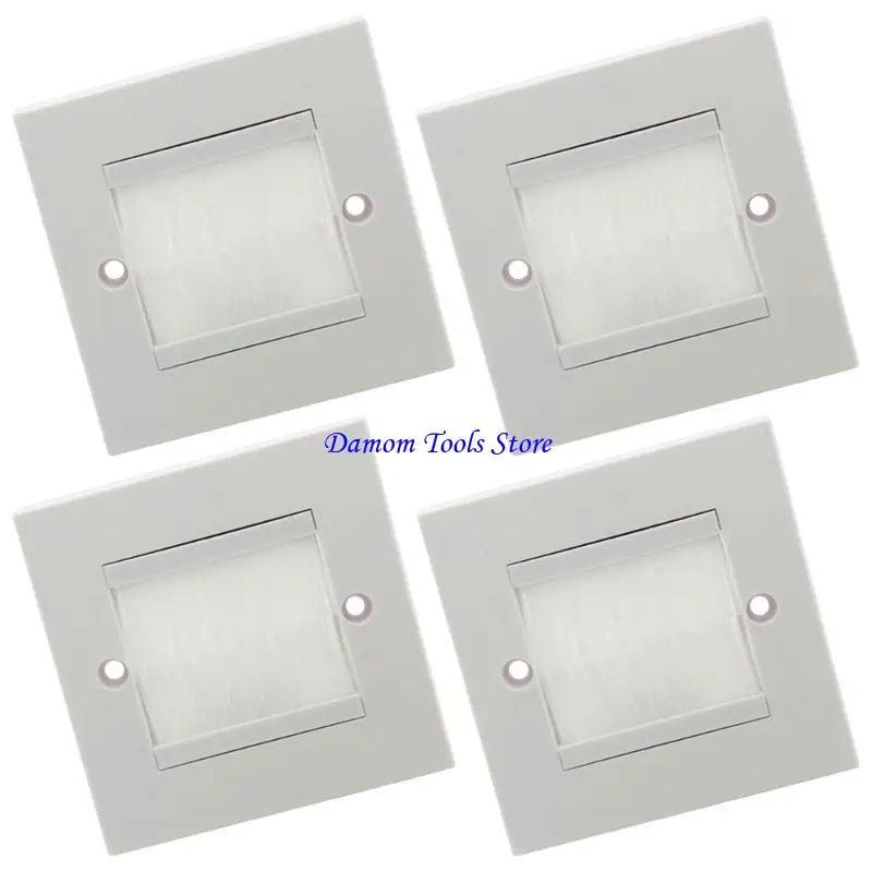 

57BE 4Pcs Single Gang Bristles Brush Wall Plate Port Insert Cover Outlet Mount Panel