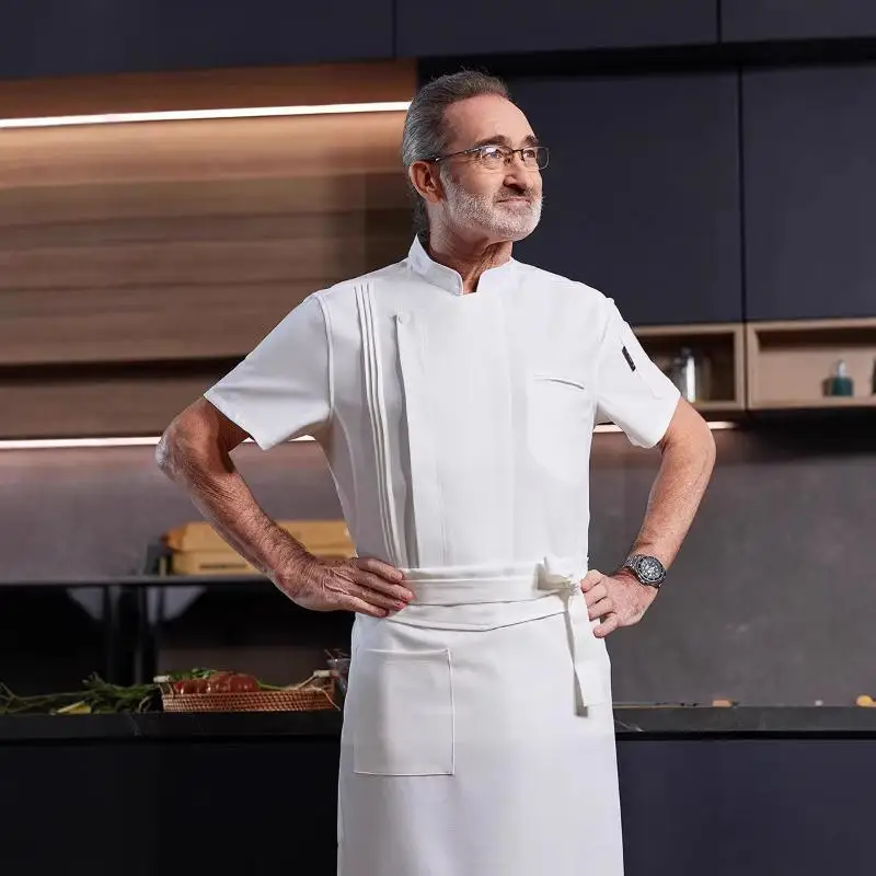 Men Chef Work Clothes Short Sleeve Kitchen Cooking Clothes Personalized Customization LOGO Hotel Baking Bakery Uniform Jacket