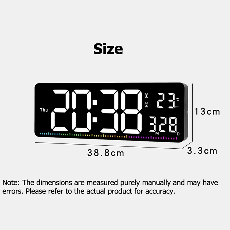 Digital Wall Clock Auto Dimmable Gym Stopwatch Clock Temperature Date Week Display LED Clock with Colorful Jump Second Indicator