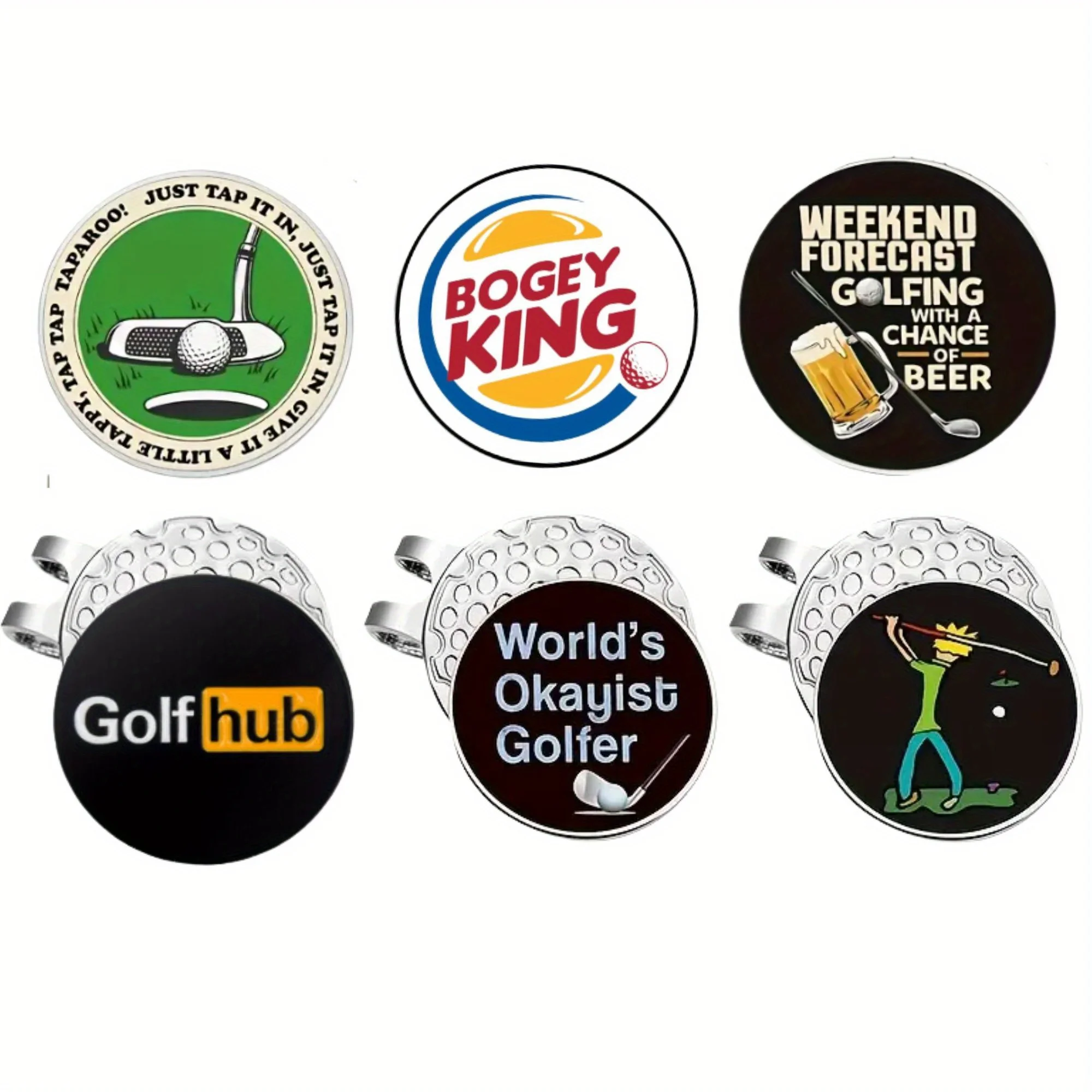6pcs Durable Golf Markers with 3 pcs Magnetic  Hat Clips Durable Iron Assorted Colors Essential Golf Accessories Perfect