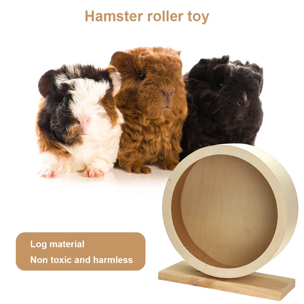 Natural Wood Hamster Wheel Running Toy Multipurpose Guinea Pig Rotatory Wheel Exercise Small Pet Sports Wheel for Hamster Mice