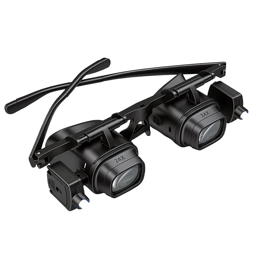 Uhrenreparatur-Lupe, Kopfmontierte Vergrößerungsgläser mit LED-Leuchten, Hochauflösend, Tragbar, Verstellbar, 2X 6X 10X 24X – Detail 11