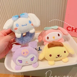 Anime Sanrio Plush Scrunchie Kawaii Melody Kuromi Cinnamoroll Lady Tie Hair Rubber Band Headdress Girl Hair Accessories Hairband