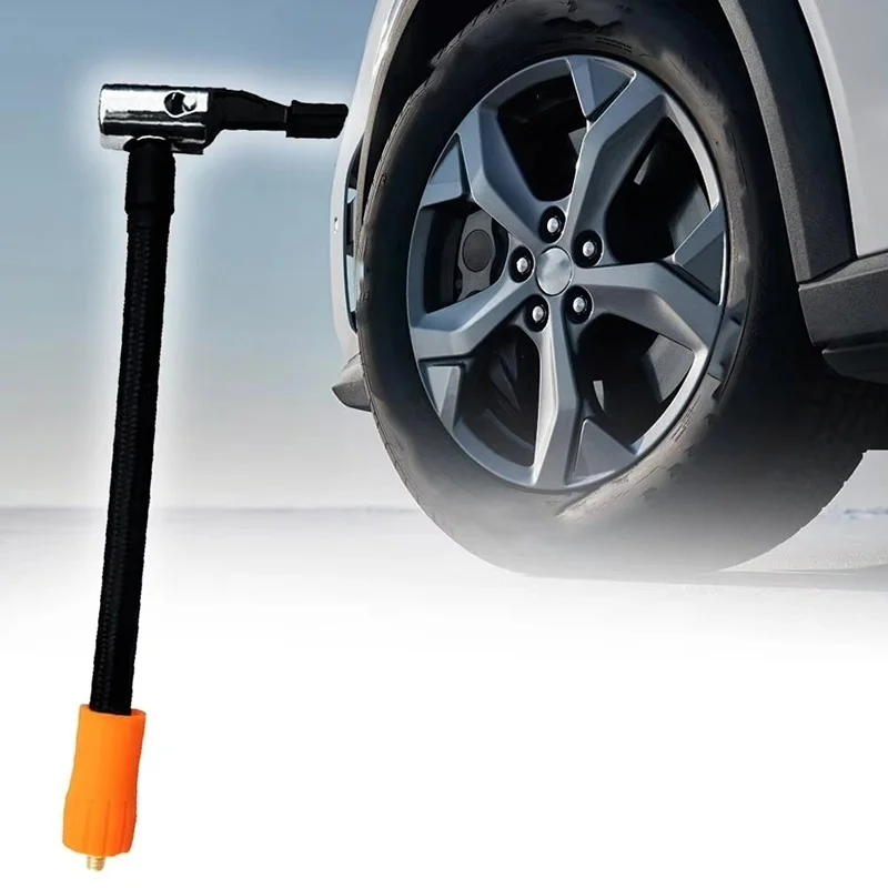 M6 Thread Locking Air Chuck With Air Tube Standard Tire Inflate Hose Valve Fine Thread Suitable For Thread Integrated Air Pump
