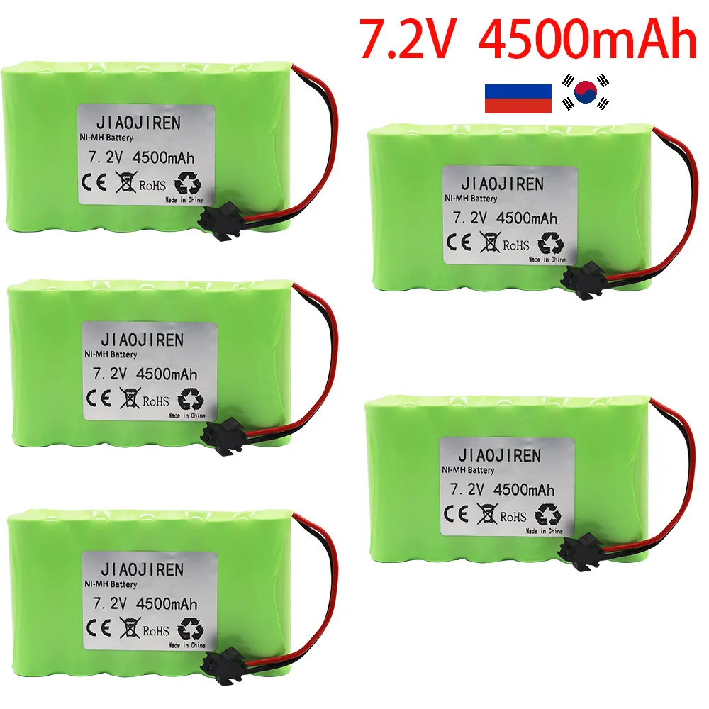 7.2v 4500mAh AA akumulator Nimh ze złączem SM do zabawki zdalnie sterowane samochodów czołgi Robot Gun 7.2v akumulator 3000mAh do zdalnie sterowana łódka Rc