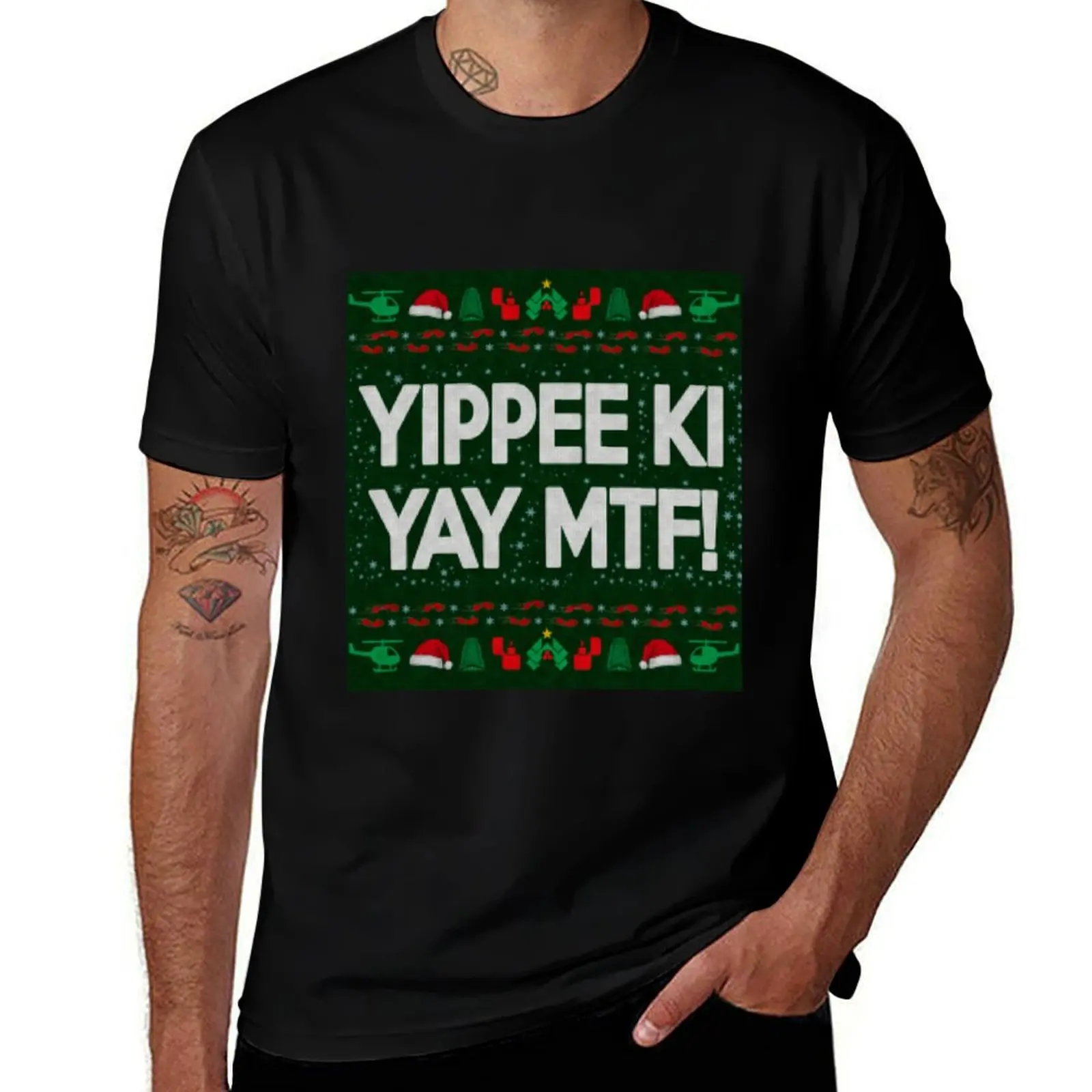 yippee ki yay christmas T-Shirt summer shirt graphic t shirts Funny t-shirt street wear mens graphic t-shirts