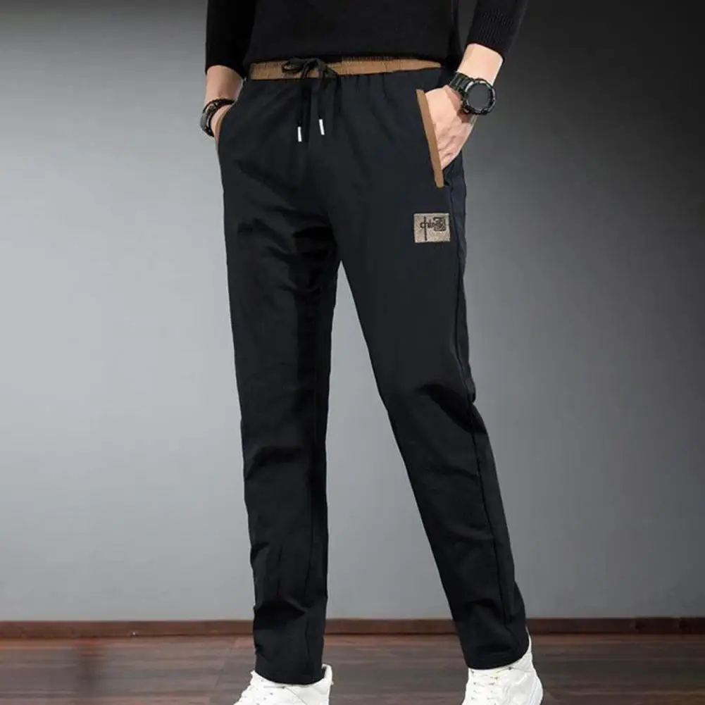 

Breathable Lightweight Cargo Pants Men's Summer Cargo Pants with Elastic Drawstring Waist Solid Color Long Pants for Comfort