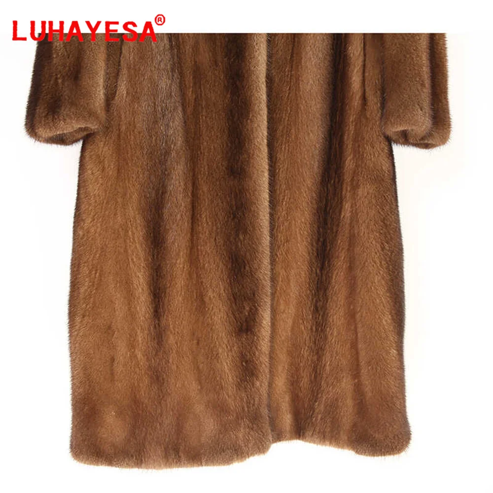 2024 New Luhayesa Top Luxury Full Pelt pelliccia di visone abbigliamento donna Extra lungo inverno vera pelliccia di visone Overvoat