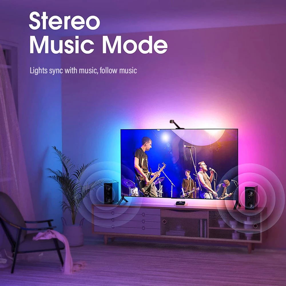 RGBIC LED Faixa de Luz Câmera TV Sincronização Tela WiFi APP Música Sincronização Jogo Quarto TV Fundo Luz Ambiente