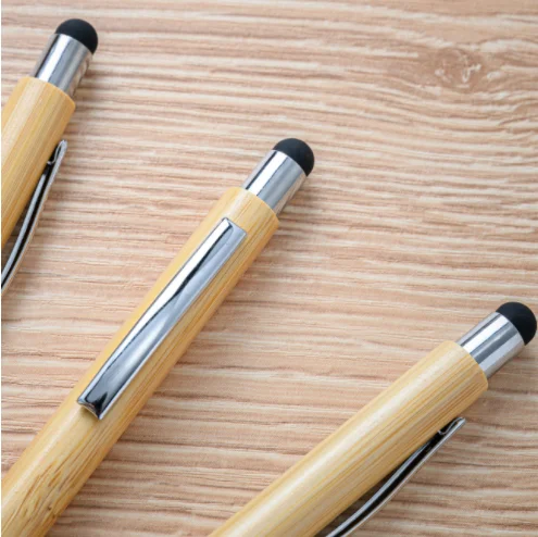 Eco Friendly recycled promotional bamboo ball pen with stylus stamp personal logo