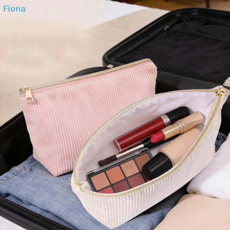 ✔Multi-purpose Corduroy Storage Bag Cosmetic Bags Portable Travel Makeup Bag Cosmetics Organizer Coin Purse Stationery Bag