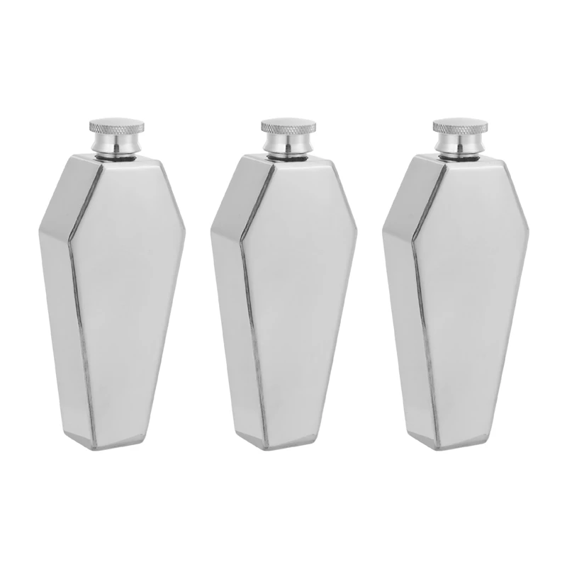 3X Mini Hip Flask 100ML Personalized Coffin Shape Stainless Steel Portable Flagon Travel Wine Pot