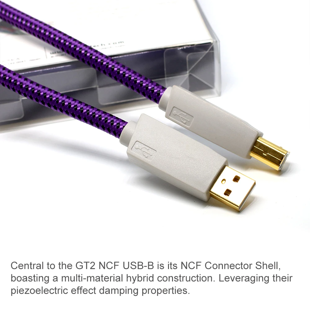 GT2 NCF USB-B Typ A-B USB A auf B Kabel, solides 10 % versilbertes HiFi-Audio-USB2.0-Digitalkabel für Decoder, Soundkarte, DAC – Detail 5