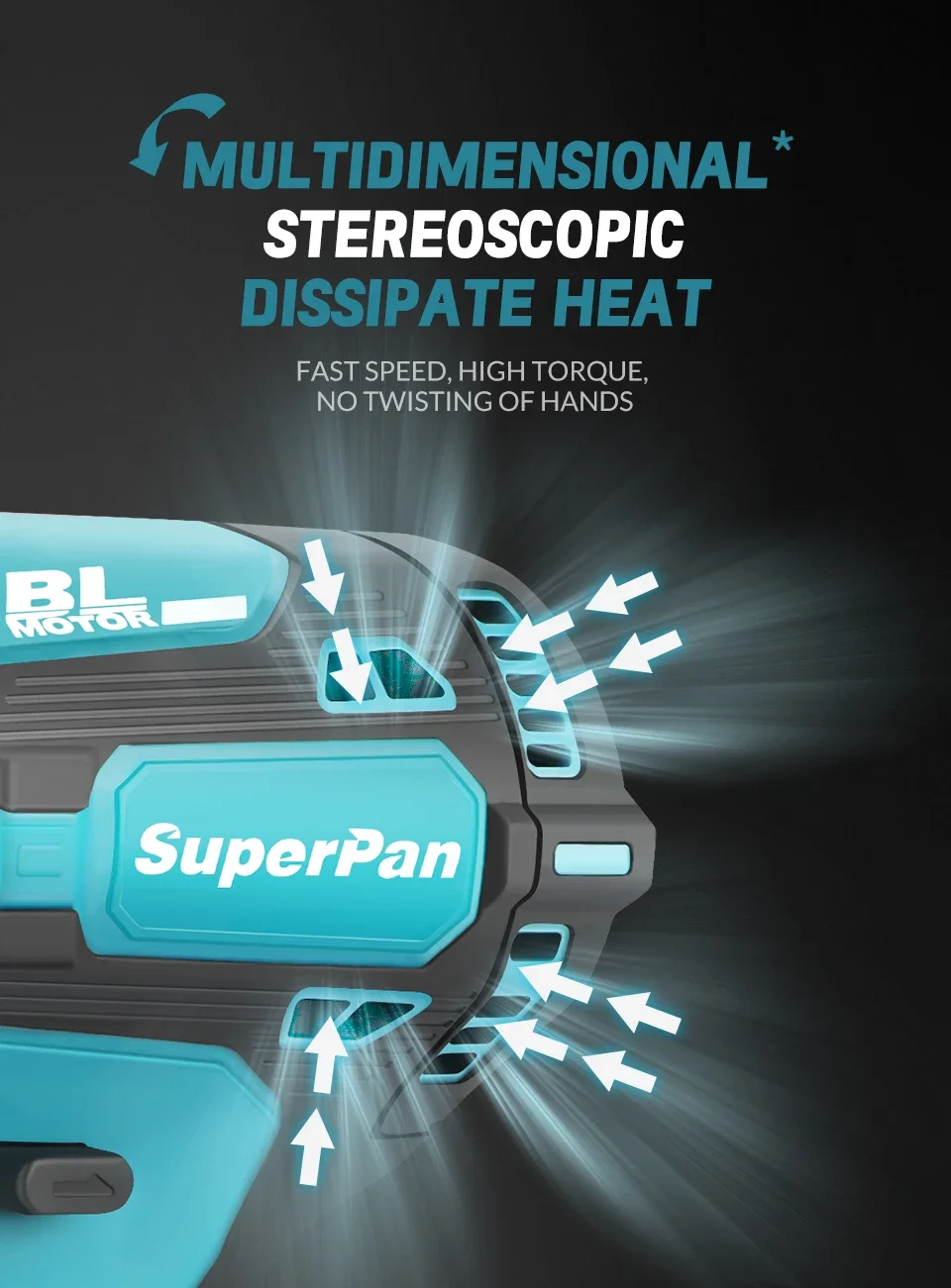 SuperPan171人間工学グリップコードレスドライバードリル18V 6Aバッテリーブラシレス高トルクインパクト電動スクリュードライバー可変速