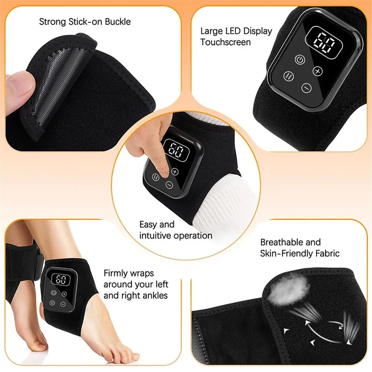 [Vend for]2PCS 3in1 Cordless Foot Massagers Heated Ankle & Foot Massager for Pain and Circulation 5 Heat Levels & Multiple Modes