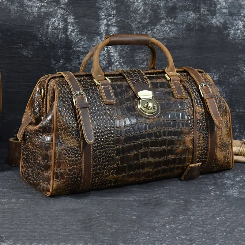 Newsbirds-Sac de week-end en cuir de vache vintage pour homme, bagage de voyage, bandoulière, main de voyage