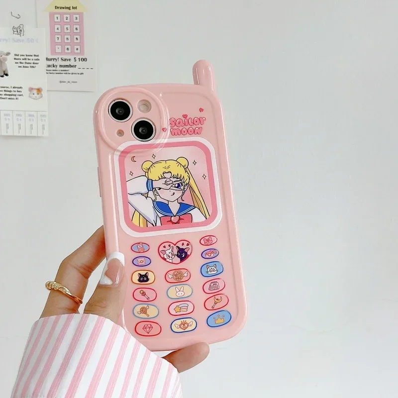 Sailor Moon Phone Case para iPhone, Capa TPU Macia, À Prova de Choque, Kawaii, Desenhos Animados Bonitos, Anime Japonês, 15, 14, 13, 12, 11 Pro Max