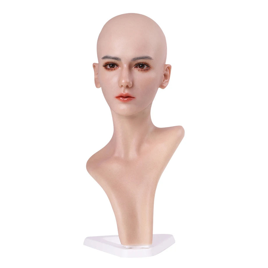 Lifesize – tête de Mannequin femme en Silicone, affichage pour perruque, bijoux, tête factice, modèle d\'accessoires