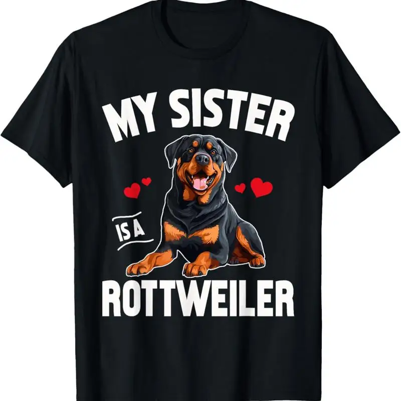 

Футболка «Моя сестра — ротвейлер» с забавным владельцем собаки