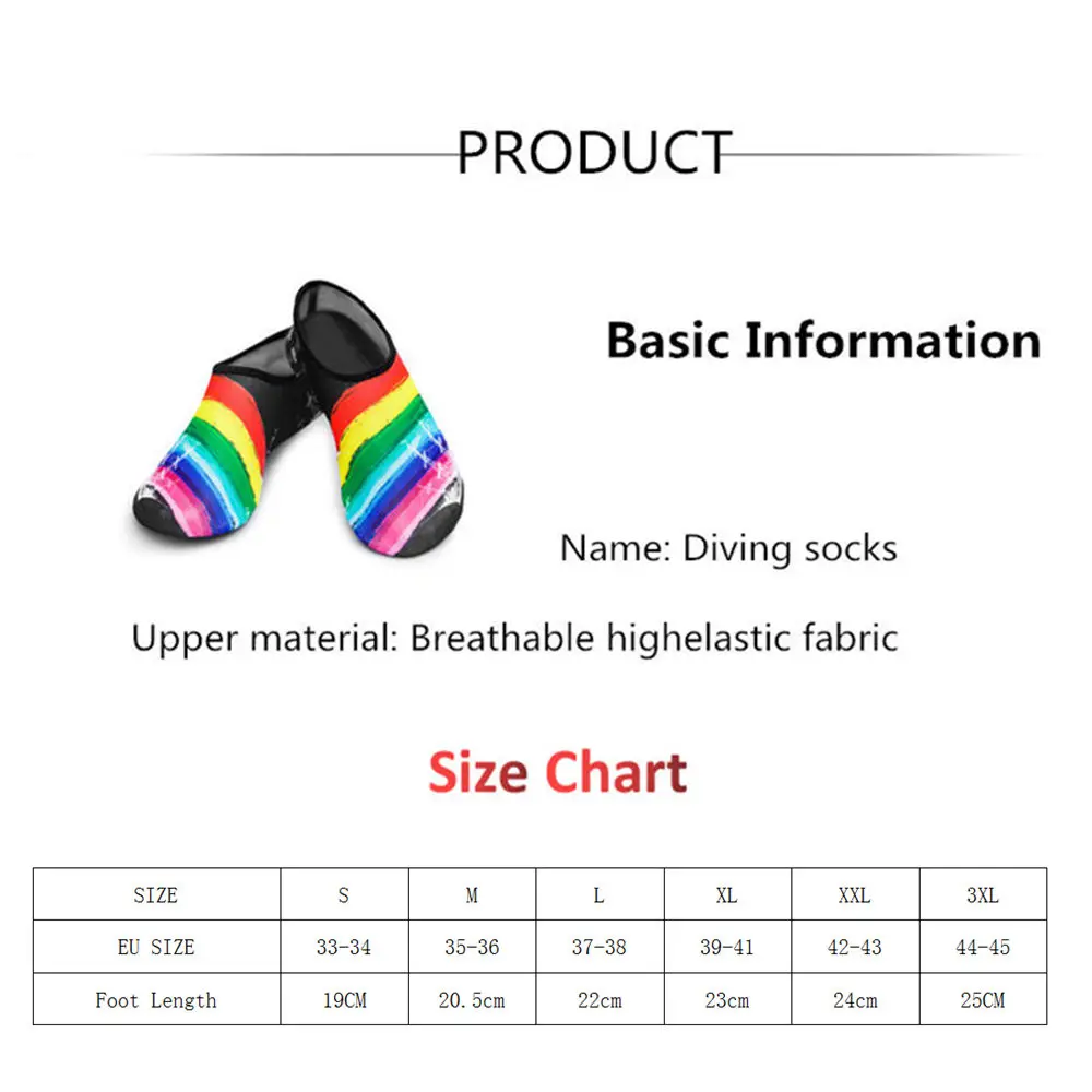 Summer  Beach Sneakers Seaside Sneaker Socks Slippers for Men Women Water Shoes Men Women Swimming Socks Printing Color