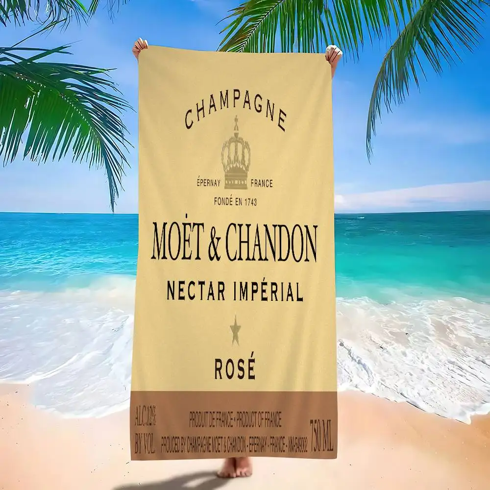 Toalha de praia de microfibra M-Moet C-Chandon, absorvente, de secagem rápida, macia, para ioga, natação, resort, montanhismo
