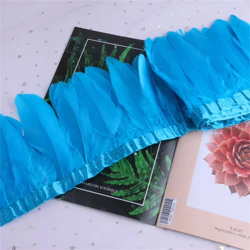 2 yard Goose Feathers Trim Wedding Party Decoration 15-20cm Fringes Clothes Macrame Feather DIY Plumes Ribbons for Crafts